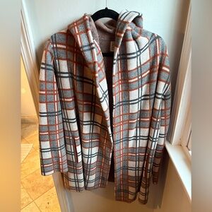 Anthropologie Plaid Cape in Orange and Gray